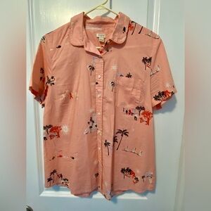 J Crew Woman’s Hawaiian  styled Button Down Retro Print
